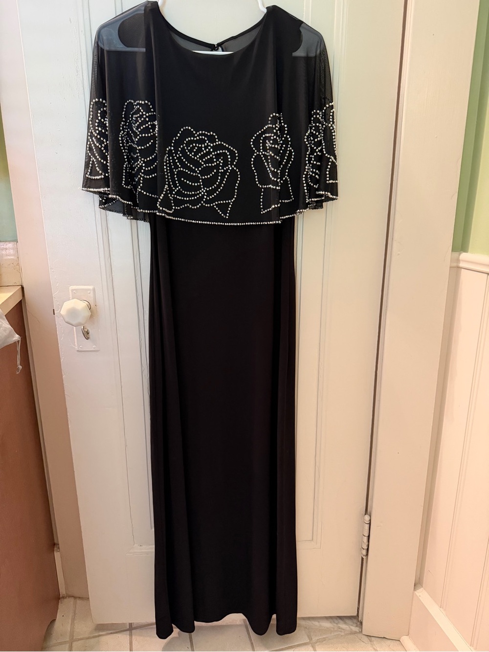 MSK Black Petite Dress with Silver Beaded Detail
